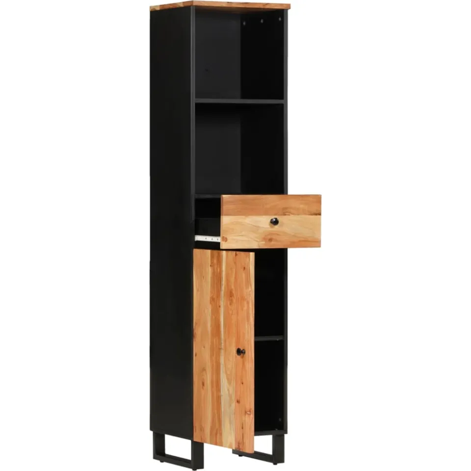 vidaXL Badkamerwandkast 38x33x160 cm massief acaciahout Bruin
