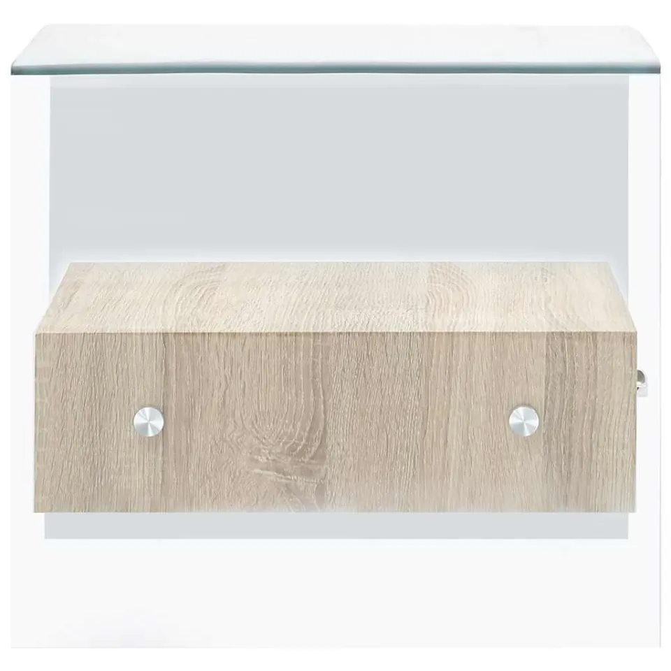 vidaXL Salontafel met lade 50x50x45 cm gehard glas transparent, foto 4
