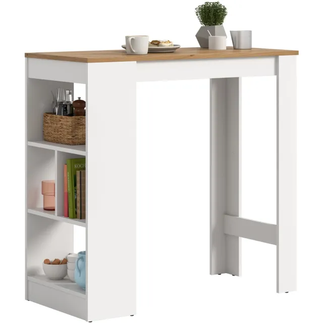 Furnilux Urban Bar-/Eettafel in Wit – 105x103x51 cm met 4 zijvakken Weiß