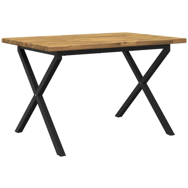 vidaXL Vierkante - Eettafel - 120 - x - 70 - x - 75 - cm - Massief - Acacia - Hout Whitewash en zwart