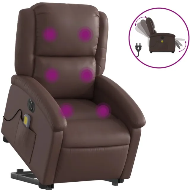 vidaXL Sta-op-massagestoel - elektrisch - kunstleer - bruin