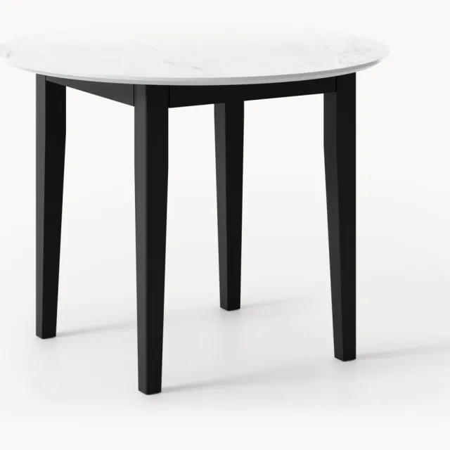Westwing Collection Ronde eetkamertafel Jackson met marmerlook, in verschillende formaten wit, zwart