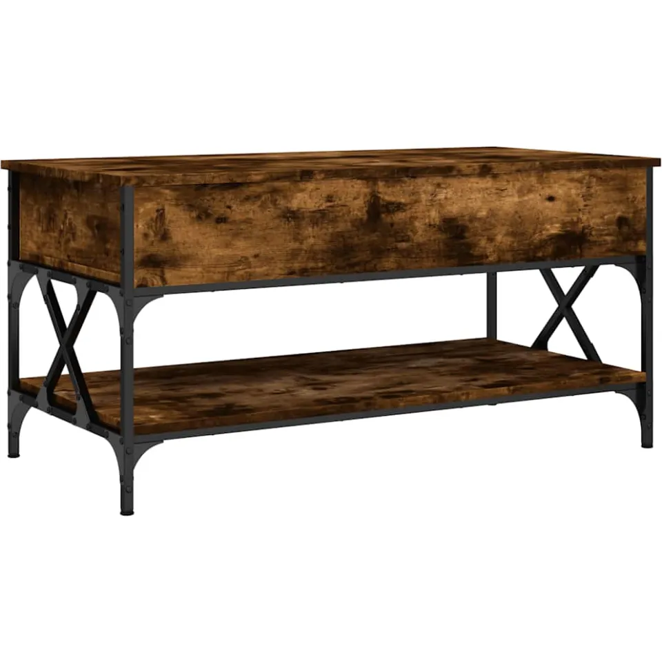 vidaXL Salontafel 100x50x50 cm bewerkt hout en metaal gerookt eiken Bruin