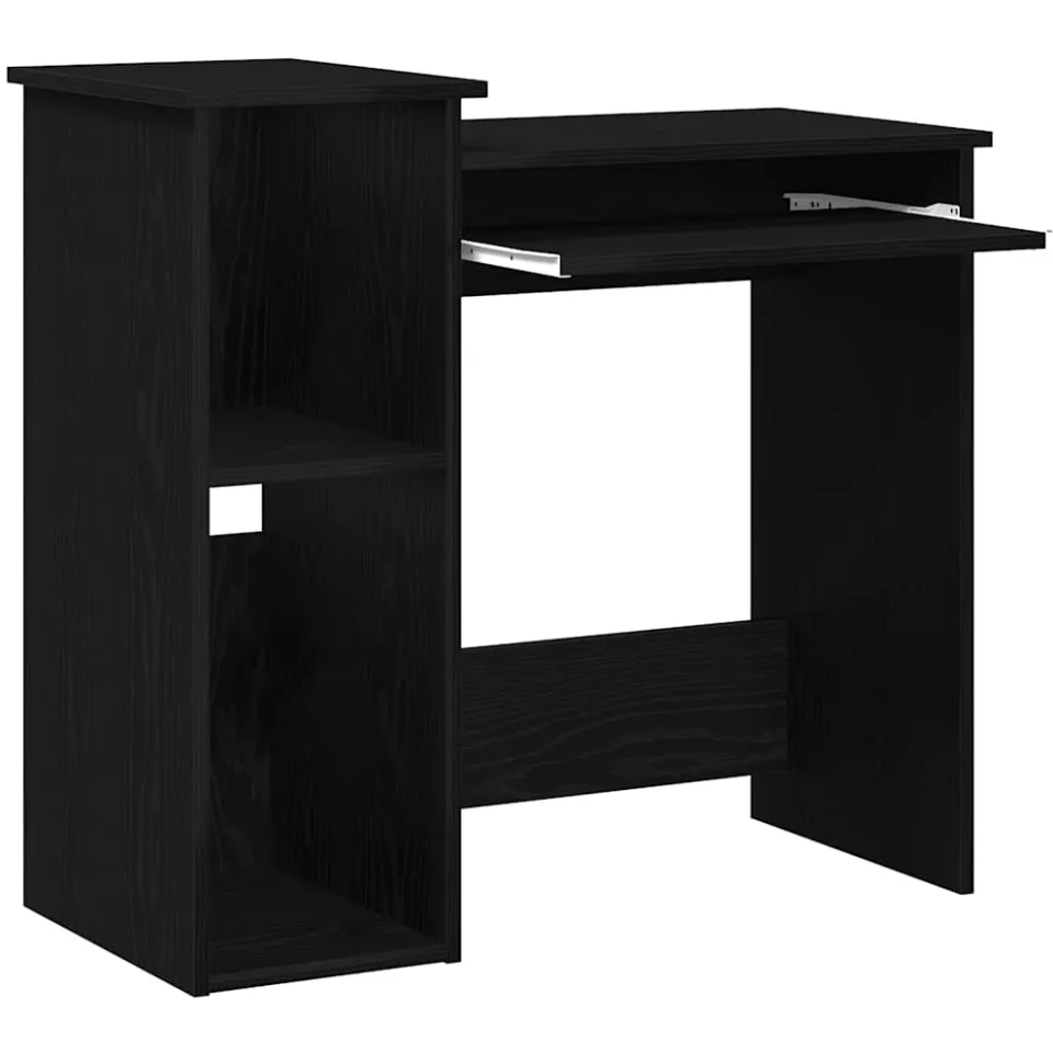 vidaXL Bureau met schappen 84x40x78 cm bewerkt hout zwart, foto 4