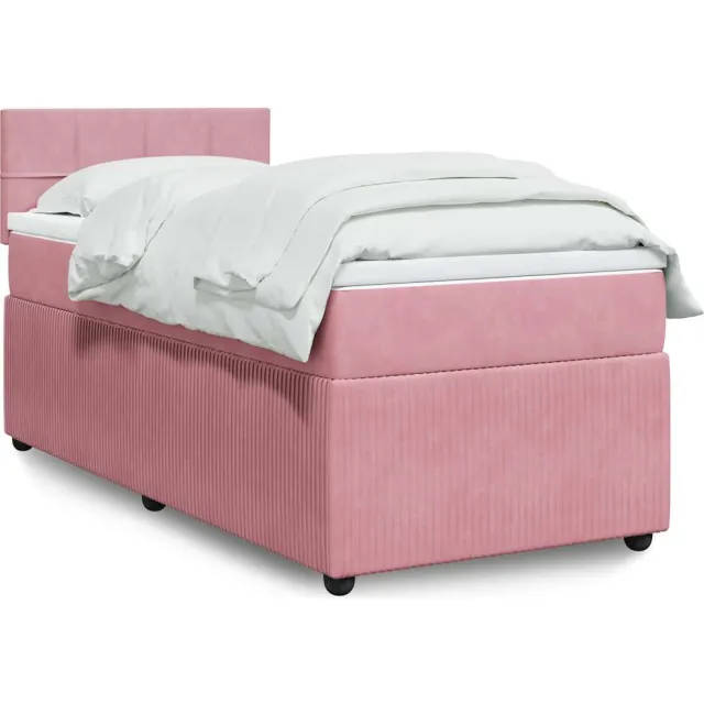 vidaXL Boxspring met matras fluweel roze 90x200 cm