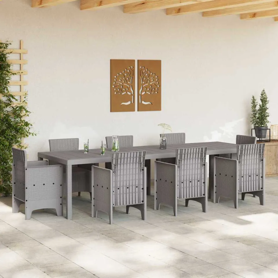 vidaXL Tuinstafel Lichtgrijs 300 x 100 x 73 cm poly rattan, foto 3