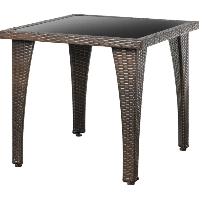 Brulo tuintafel - 80x80x72 cm - 15 kg - rattan - glas Bruin