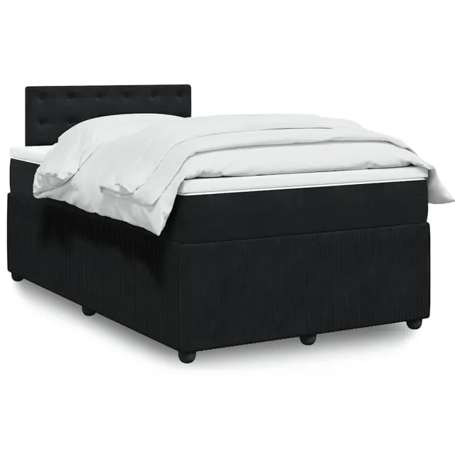 vidaXL Boxspring met matras fluweel zwart 120x190 cm