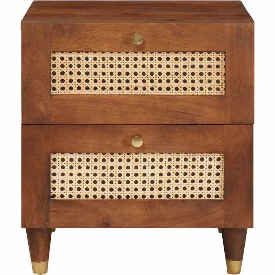 vidaXL Nachtkastje 2 st Bruin 40 x 33 x 46 cm Massief acaciahout, foto 4