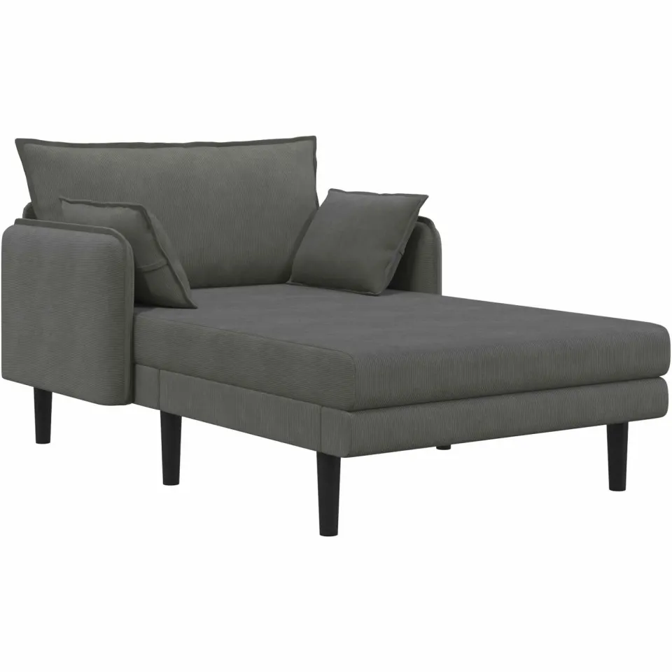 vidaXL Grote chaise longue Donkergrijs Katoenen stof, foto 3