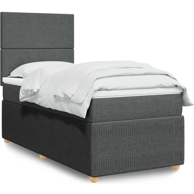 vidaXL Boxspring met matras stof donkergrijs 100x200 cm grijs
