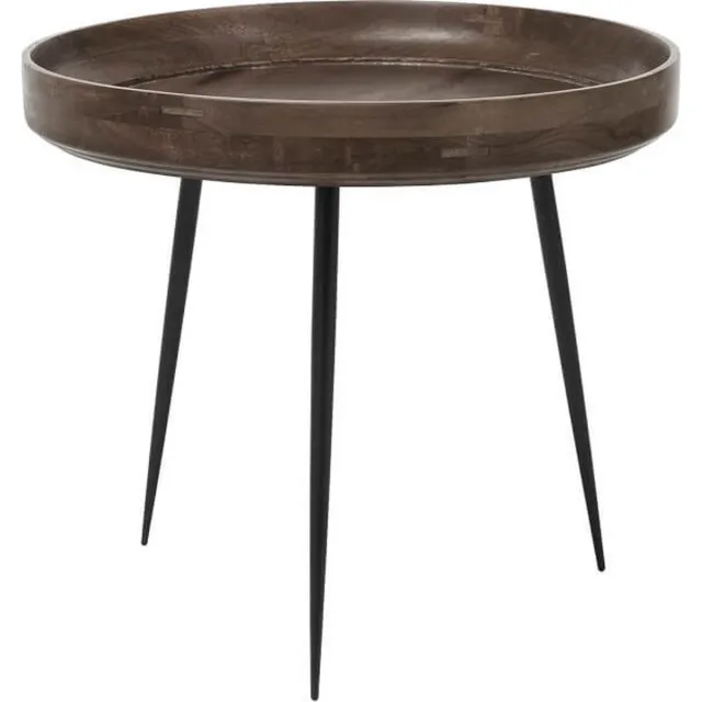 Mater Bowl table L - sirka grey stained mango wood - steel legs D52cm / H46cm bruin/grijs