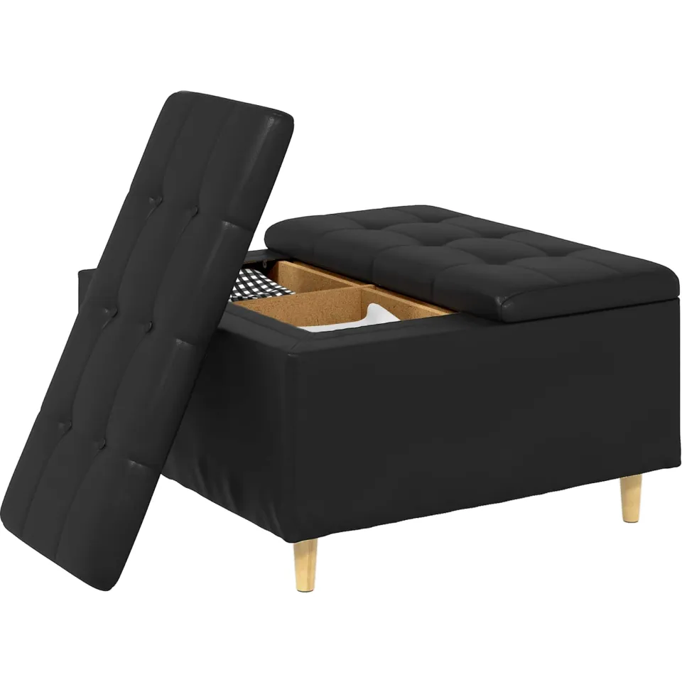 vidaXL Ottoman met Opbergruimte Zwart 80 x 80 x 45 cm Kunstleer