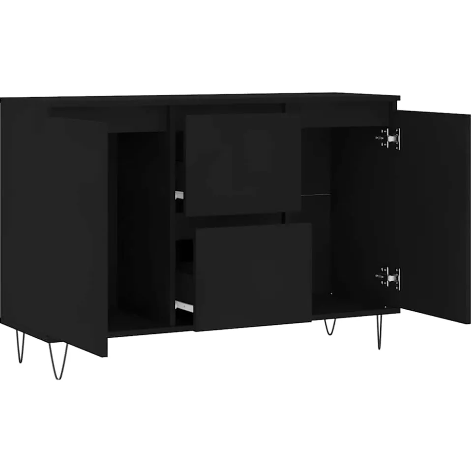 vidaXL Dressoir 101,5x35x70 cm bewerkt hout zwart, foto 3