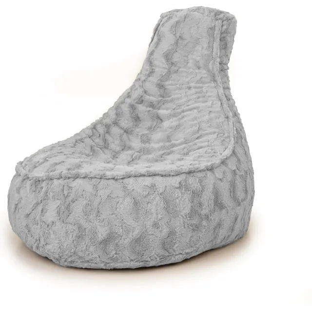 Drop & Sit zitzak/stoel - stijlvolle bontlook (faux) - grijs - Noa JR - 100 Liter