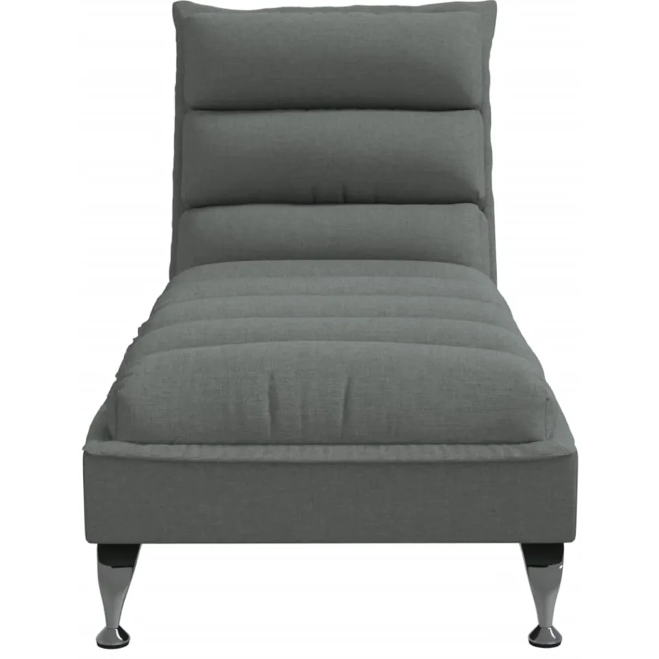 vidaXL Chaise longue met kussens stof donkergrijs grijs, foto 4