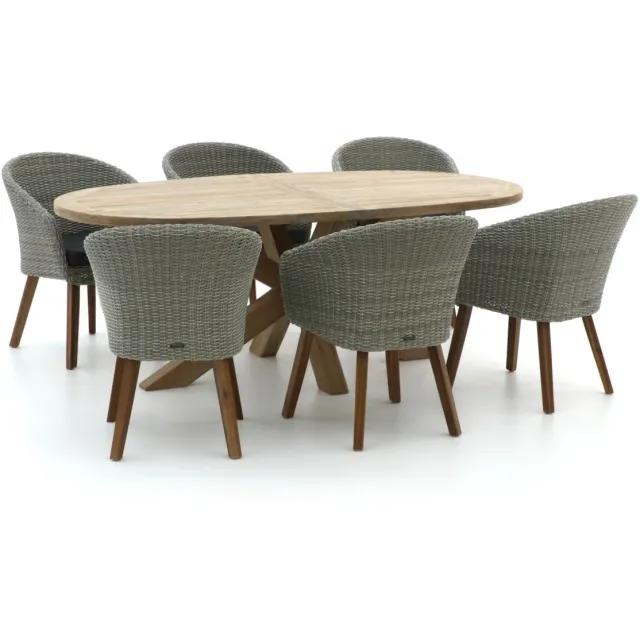 Intenso Furniture Intenso Tropea/ROUGH-Y Ellips 200cm dining tuinset 7-delig Bruin