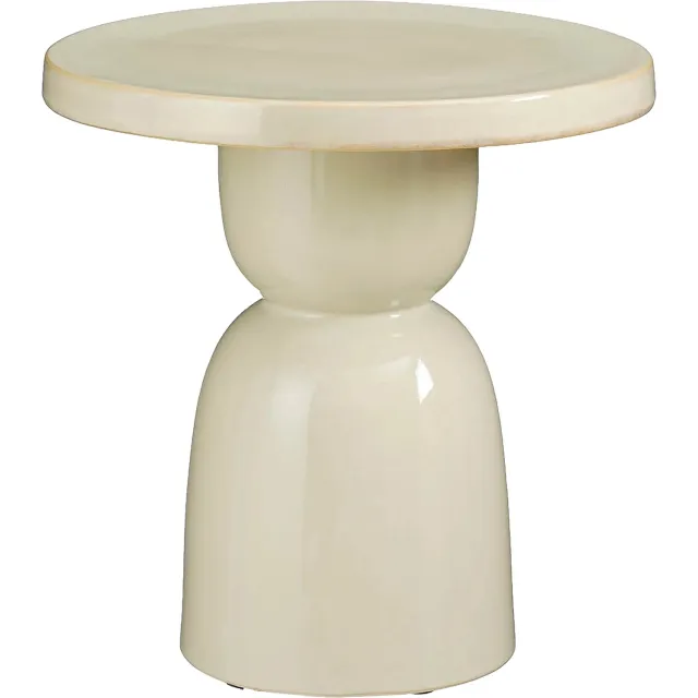 Goossens Bijzettafel Jael - 40 x 40 x 40 - keramiek - wit keramiek creme