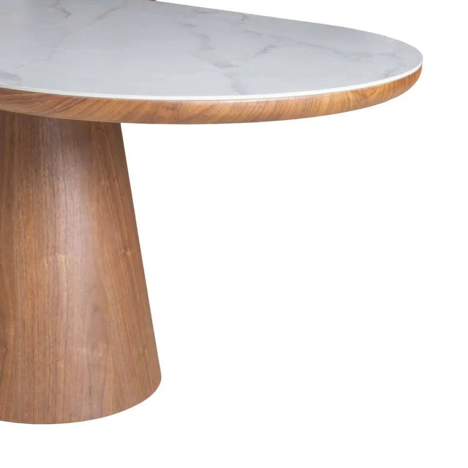 Giga Meubel Eettafel Alba - Wit Keramiek/Walnoot - 200x90x77cm, foto 4