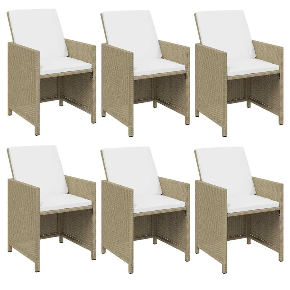 vidaXL 11-delige Tuinset met kussens poly rattan beige, foto 3