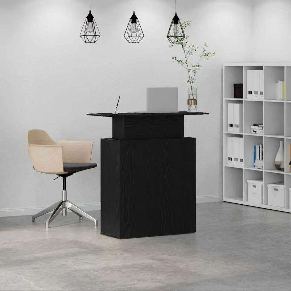 vidaXL Receptiebalie zwart 100x40x104 cm bewerkt hout, foto 2