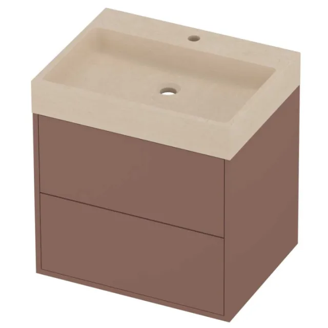 Proline Evoli Badmeubelset Hardsteen Loft 1 Kraangat 60x46x62 cm Sand Stone Beauty Blush Rosé Goud