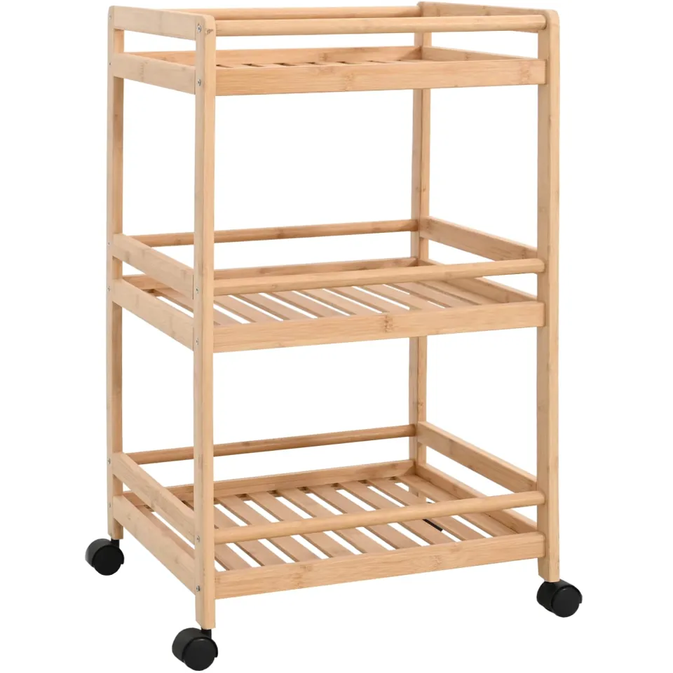 vidaXL Keukentrolley met Wielen Naturel 46 x 38 x 76 cm Bamboe Bruin
