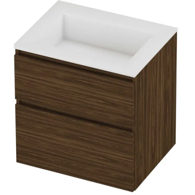 Proline Aristo Badmeubelset Polystone Elegant Zonder Kraangat 60x46x62 cm Glans Wit Cabana Oak Eiken
