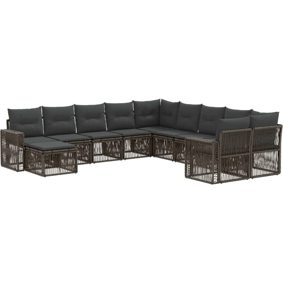 vidaXL Tuinbankenset 11 st 11-zits Grijs en Donkergrijs poly rattan, foto 3