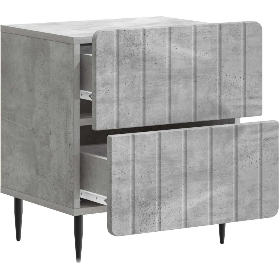 vidaXL Nachtkastje Betongrijs 43 x 34,5 x 49,5 cm Bewerkt hout grijs, foto 3