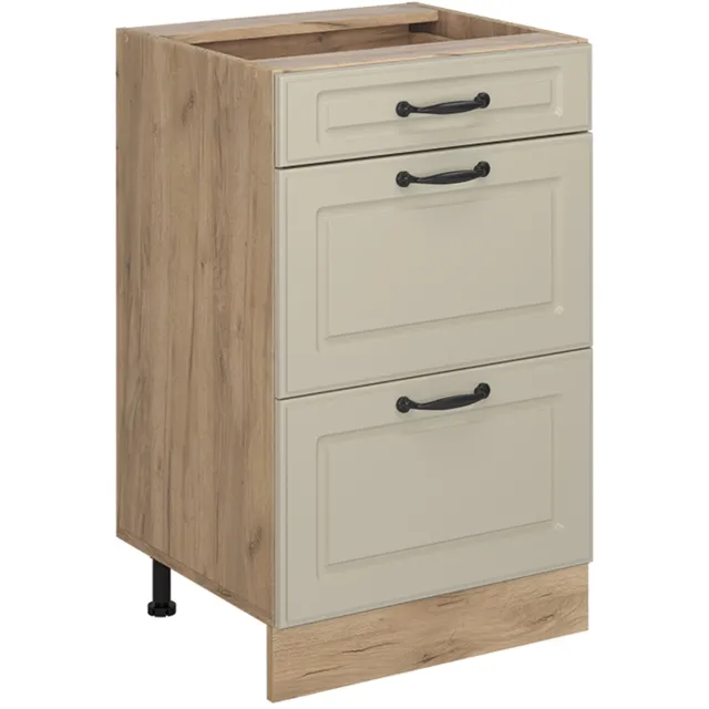 Vicco Keukenonderkast R-Line, Zand landelijk/Goudkleurig Eiken, 50 cm zonder werkblad
