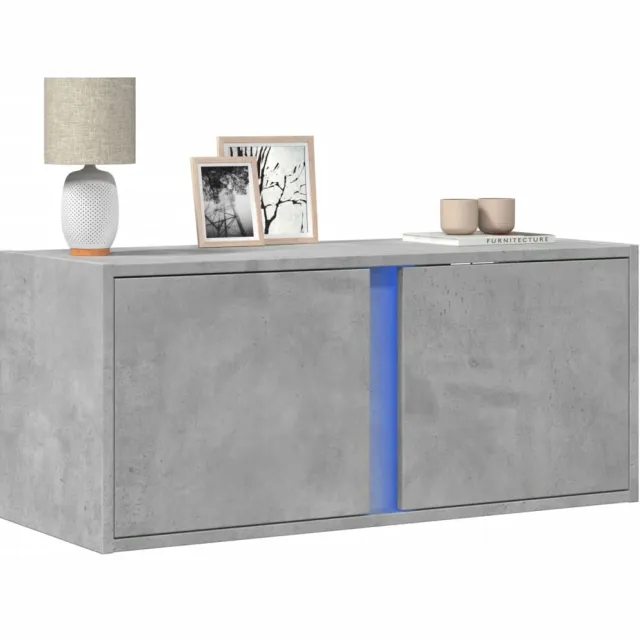 vidaXL Tv-wandmeubel met LED-verlichting 80x31x35 cm betongrijs