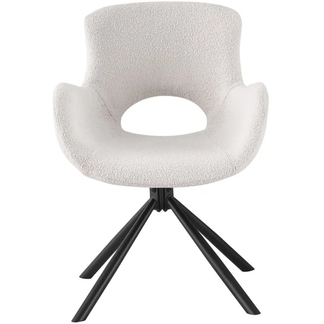 House Nordic Eetkamerstoel Bouclé Off-White - Draaibaar - Zithoogte 48cm - Set van 2 Off White