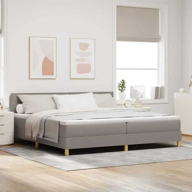 vidaXL LED Box Spring Bed met hoofdeinde Taupe 200 x 200 cm Stof
