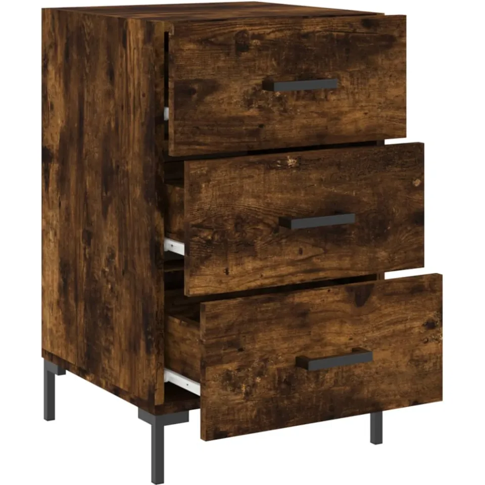 vidaXL Nachtkastje 40x40x66 cm bewerkt hout gerookt eikenkleurig, foto 4