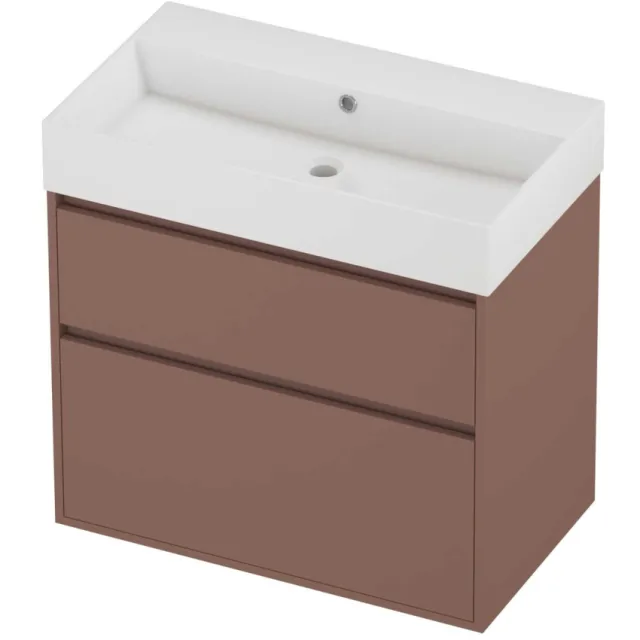 Proline Zara Badmeubelset Porselein Loft 80x46x78 cm Glans Wit Beauty Blush Rosé Goud