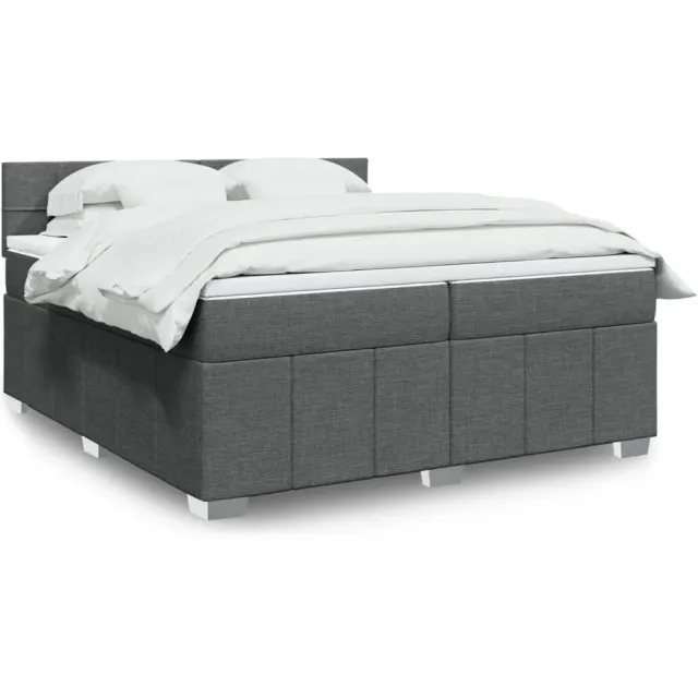 vidaXL Boxspring met matras stof donkergrijs 200x200 cm grijs