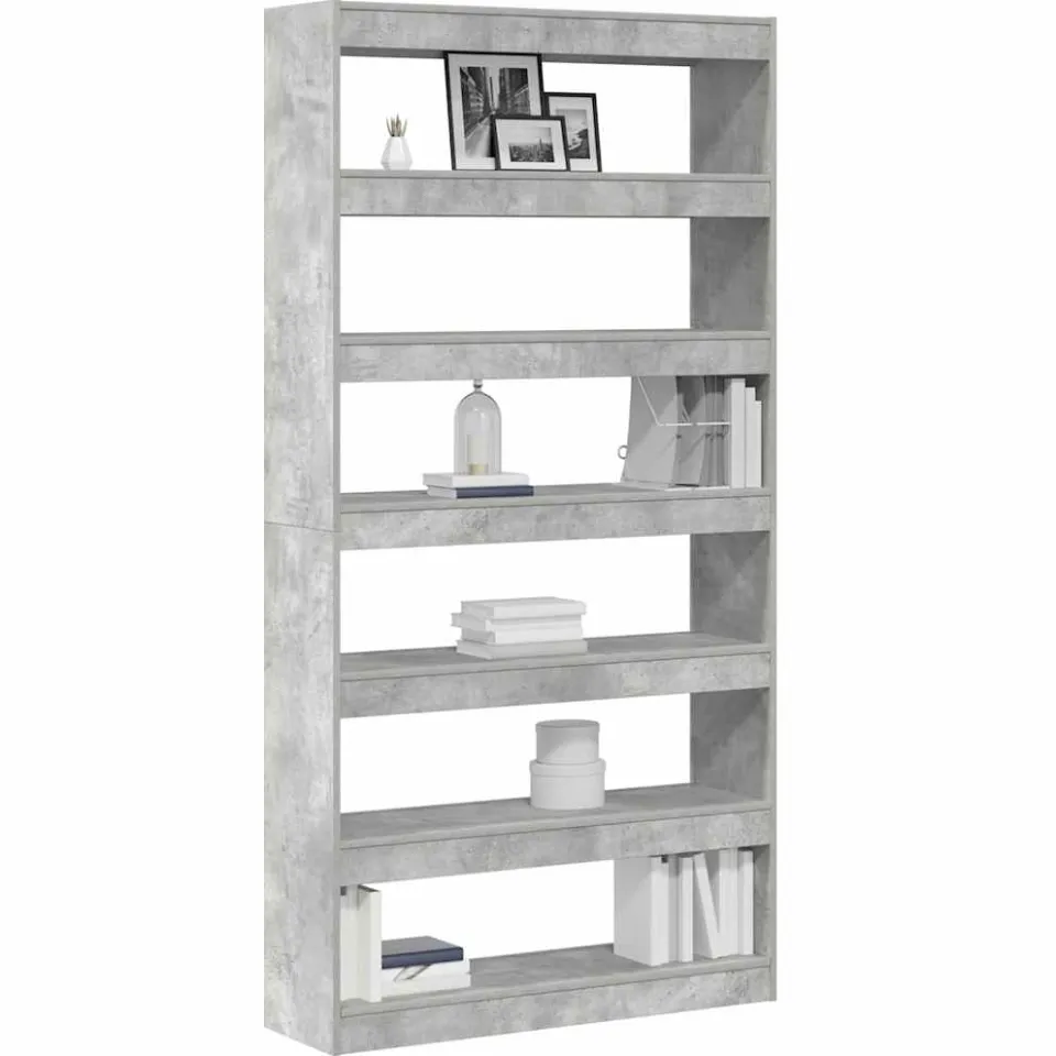 vidaXL Boekenkast 6-laags 100 x 30 x 198 cm Bewerkt hout Beton Grijs