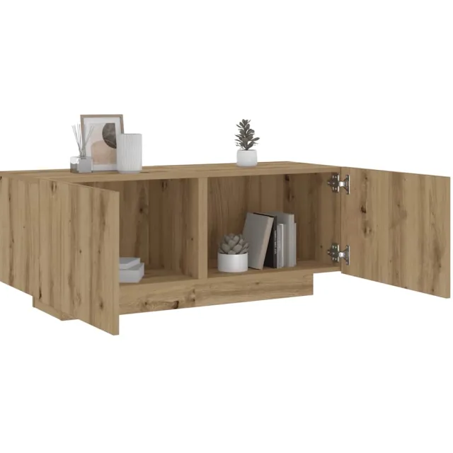 vidaXL Nachtkastje 100x35x40 cm bewerkt hout artisanaal eikenkleur Bruin