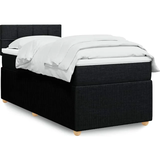 vidaXL Boxspring met matras stof zwart 80x200 cm