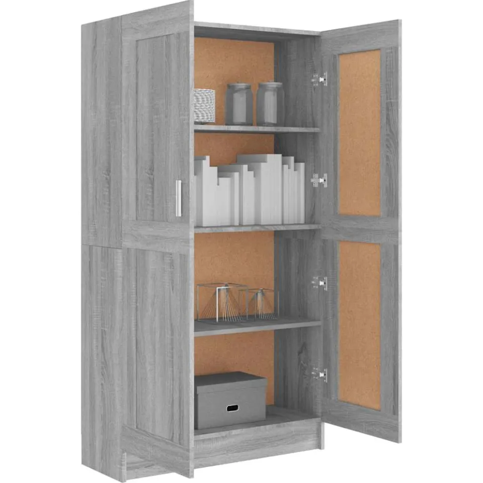 vidaXL Boekenkast 82,5x30,5x150 cm bewerkt hout grijs sonoma eiken