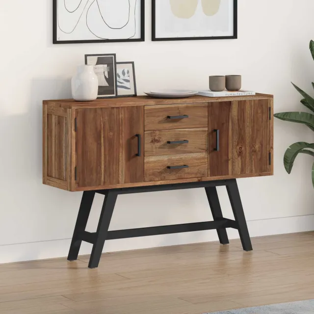 vidaXL TV-standaard 110 x 30 x 75 cm Naturel Massief Teakhout, foto 2