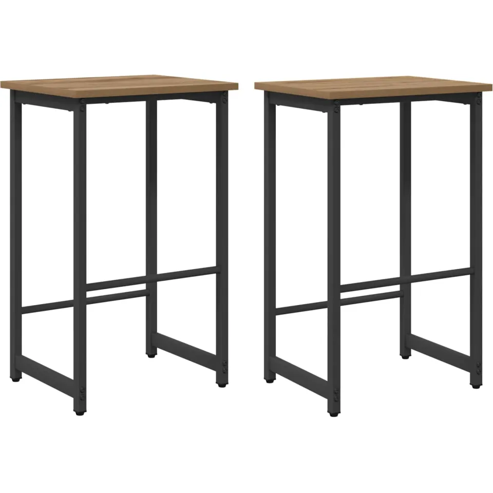 vidaXL Barkruk 2 st Artisanaal eiken 40 x 32 x 74 cm Bewerkt hout, foto 3