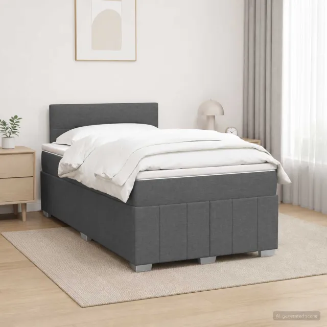 vidaXL Boxspringbed met matras Donkergrijs 120 x 190 cm Stof