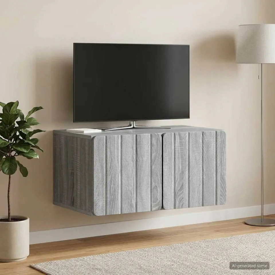vidaXL Wandbeugel TV-kast 59,5 x 41 x 30 cm Grijs Sonoma Bewerkt hout, foto 4