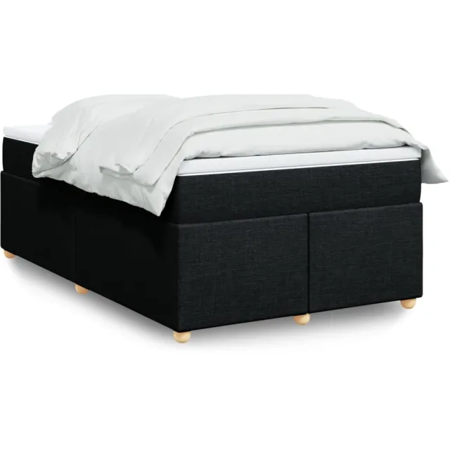 vidaXL Boxspring met matras stof zwart 120x200 cm