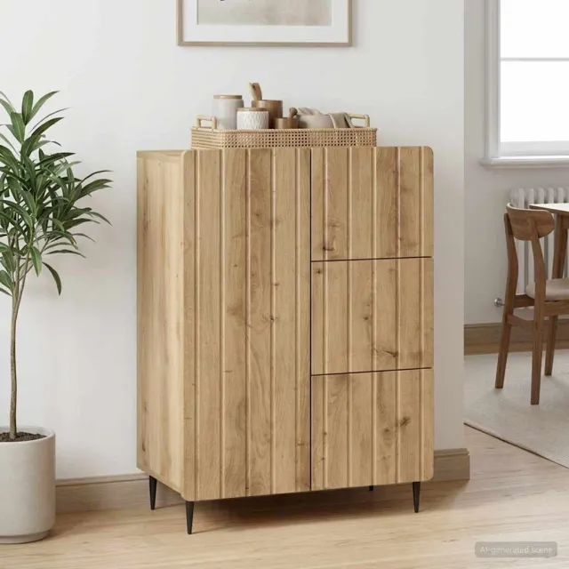 vidaXL Dressoir Artisanaal eiken 66 x 34,5 x 92 cm Bewerkt hout, foto 2