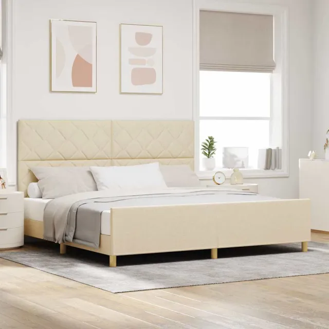 vidaXL Bedframe met hoofdeinde Crème 200 x 200 cm Stof