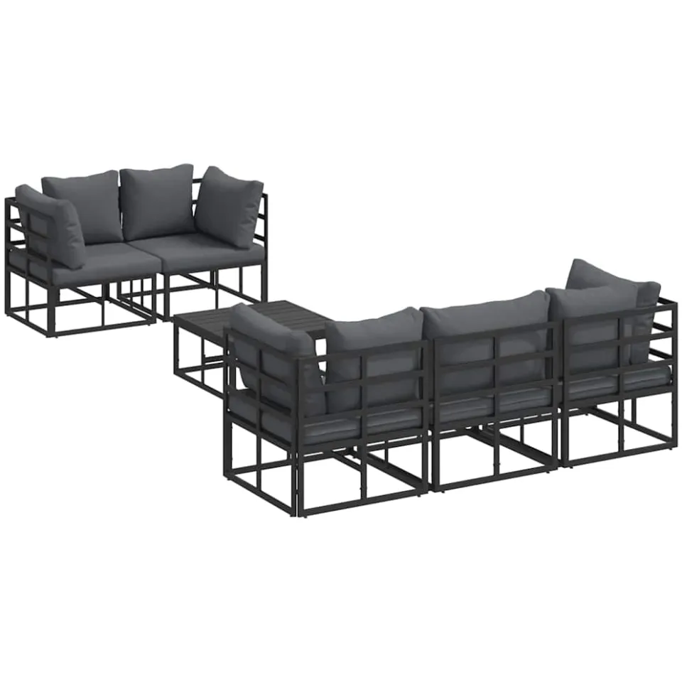 vidaXL Tuinbankenset 6 st Zwart Staal