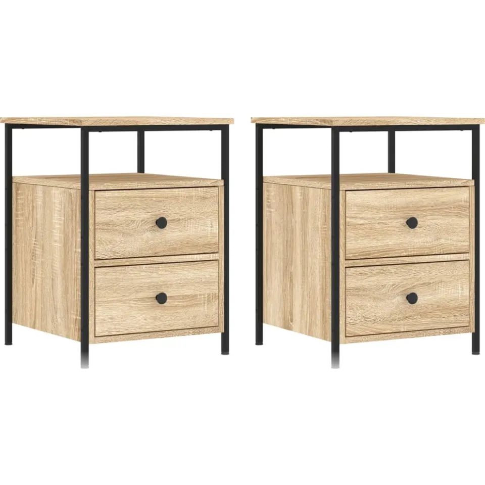 vidaXL Nachtkastjes 2 st 44x45x60 cm sonoma eikenkleurig, foto 3